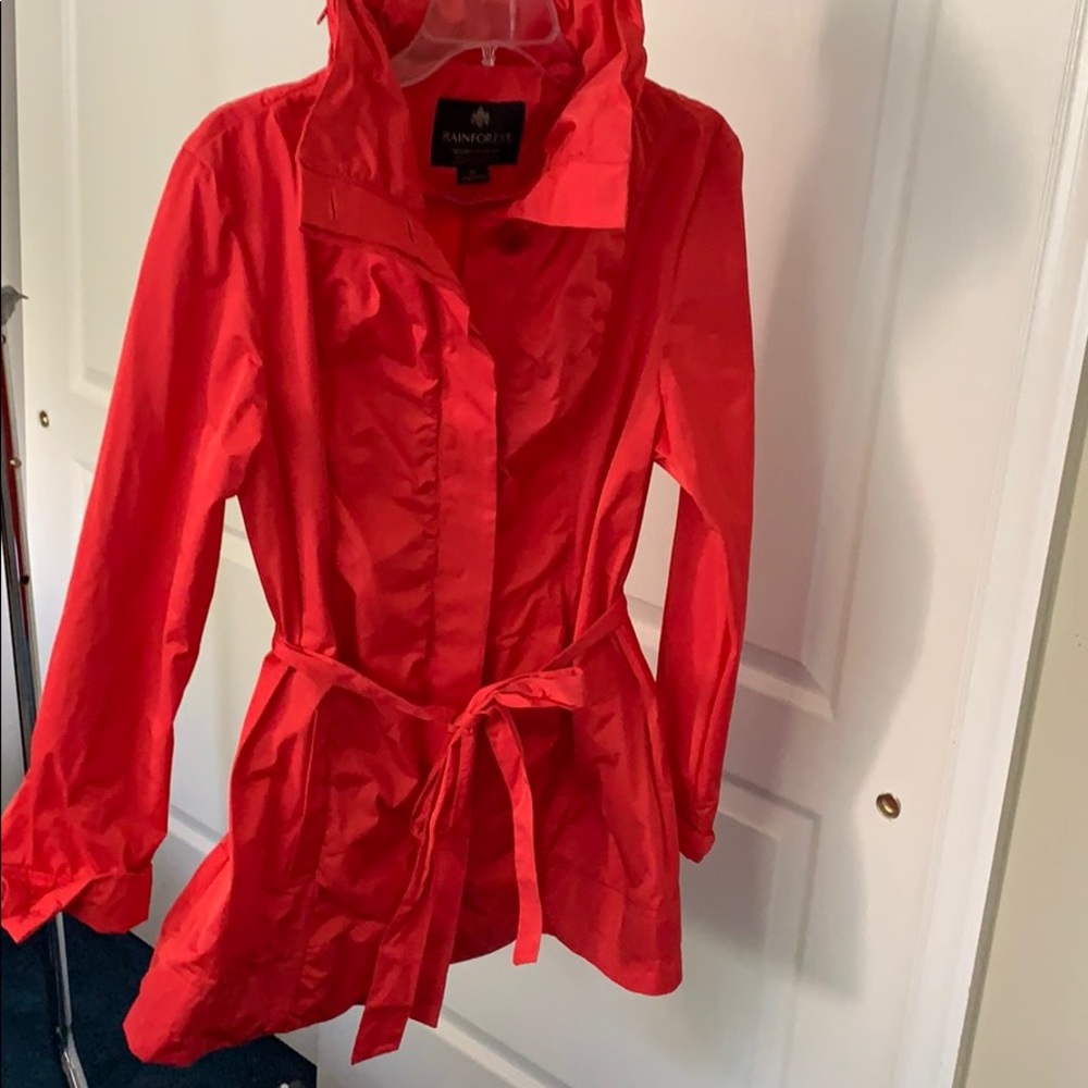 Rainforest Red Packable Travel Rain Jacket
